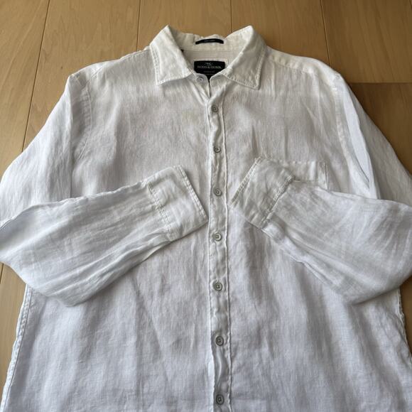 Rodd & Gunn Linen Shirt XL White Collared Button Up Minimalist New York Party - Picture 5 of 10
